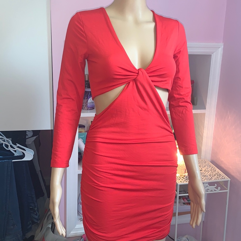 Sexy red cut out dress